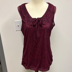 Maurices Burgundy Sleeveless Blouse with Bow